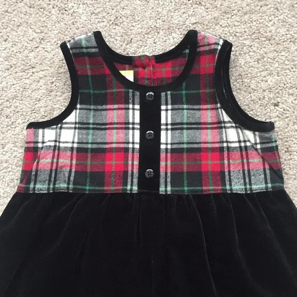 Hanna Anderson black and plaid dress sz 90